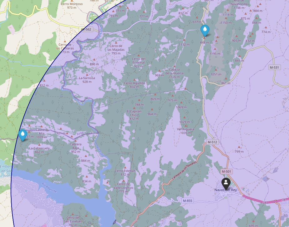 Panel de filtros de POIs en GeoSafety