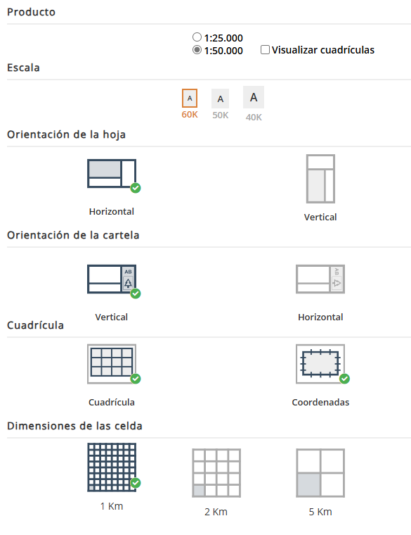 Panel de configuración del mapa.