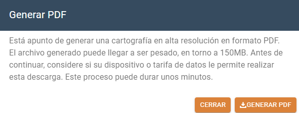Cuadro de información sobre la descarga.